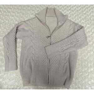 Woman’s sweater haigh collar  knited long sleeve top zipper cardigan beige‎